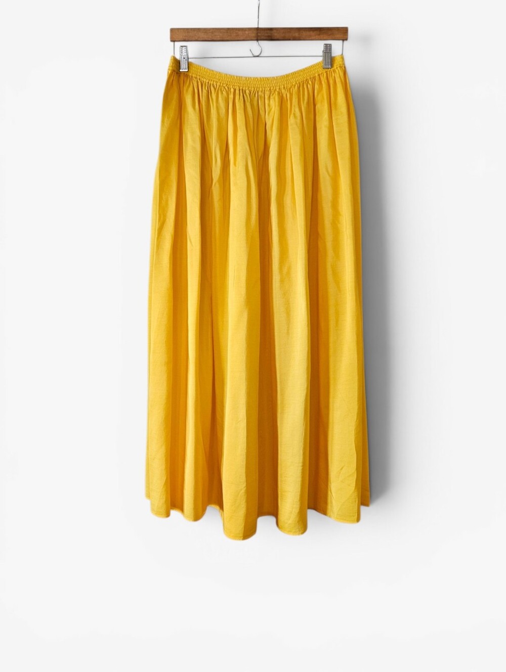 Vintage Ladybug Authentic 100% Silk Lightweight A-Line Sunny Yellow Maxi Skirt M
